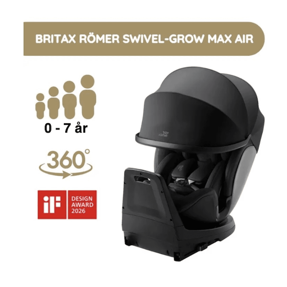 Britax | Swivel Grow Max Air | Onyx Black | 0-7 år