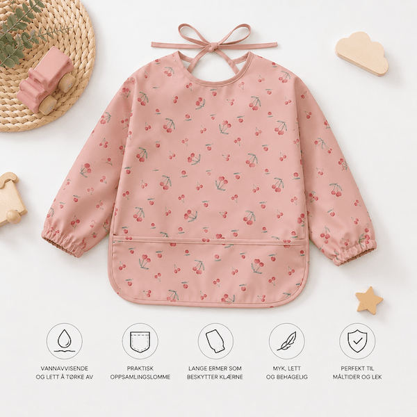 Hovedbilde Troller Kids | Smekke Forkle med lang arm | Rosa kirsebær | Small