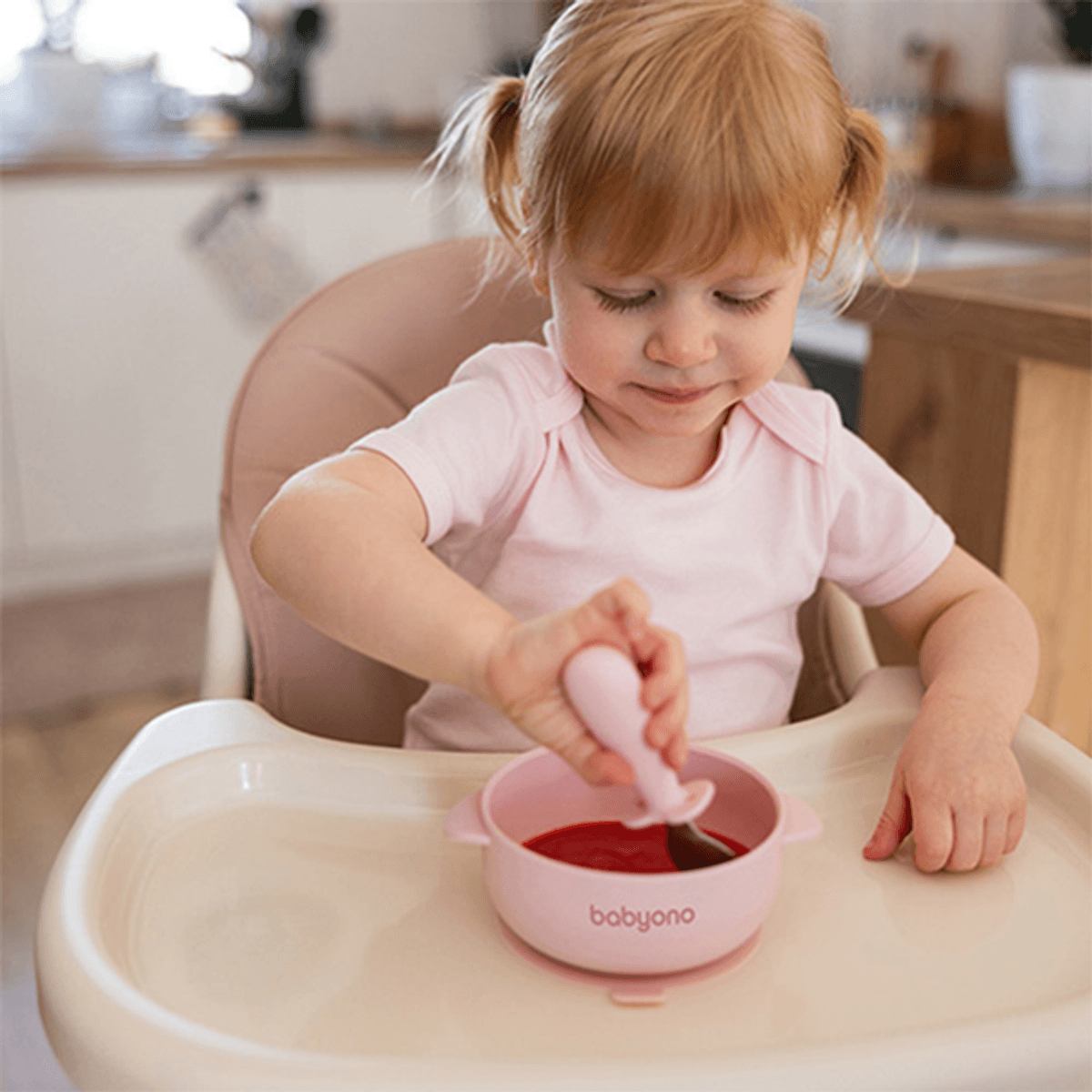 Babyono | Bestikkesett med sikkerhetskant | Rosa