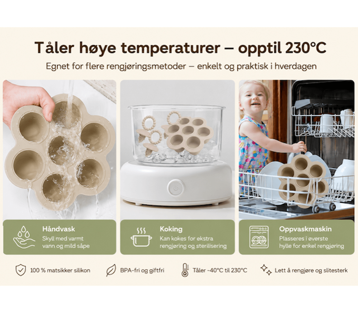 Troller Kids | Silikon Mat Oppbevaring og Fryseform | Oliven