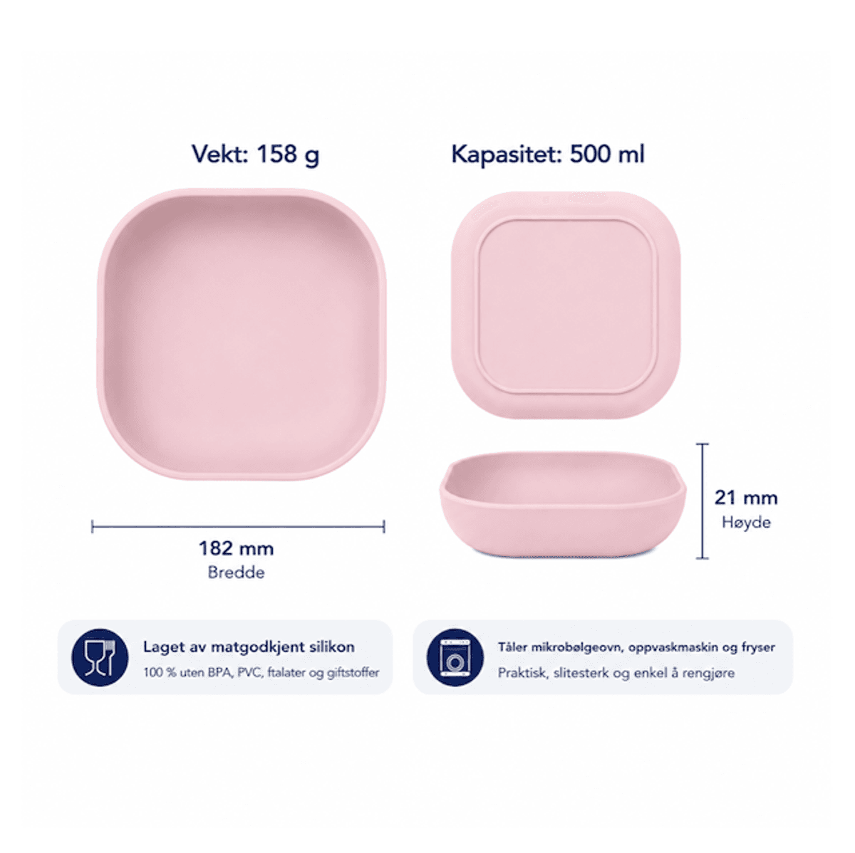 Troller Kids | Silikon Tallerken Sett | Rosa