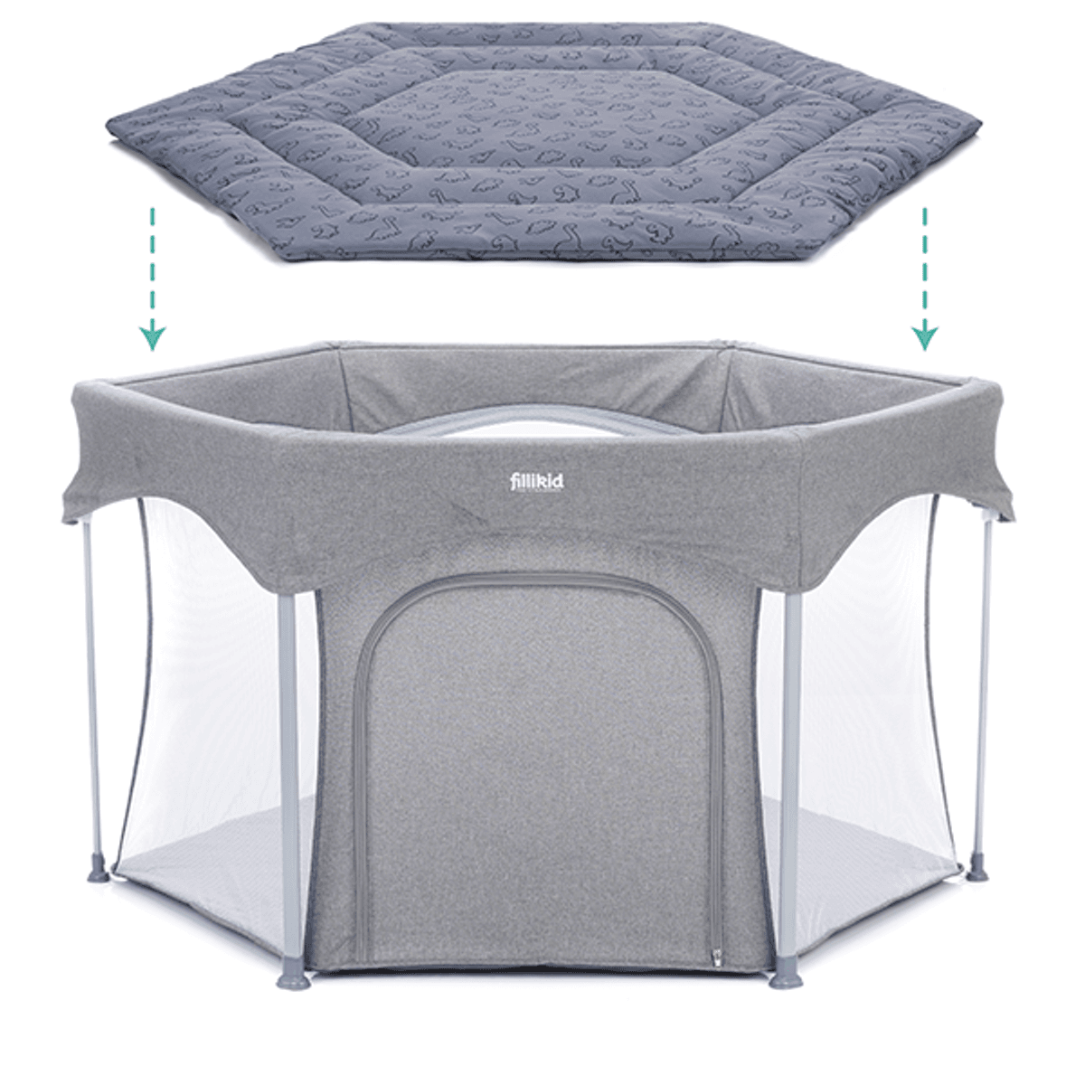 Fillikid | Sekskantet Leketeppe | Dino Blue