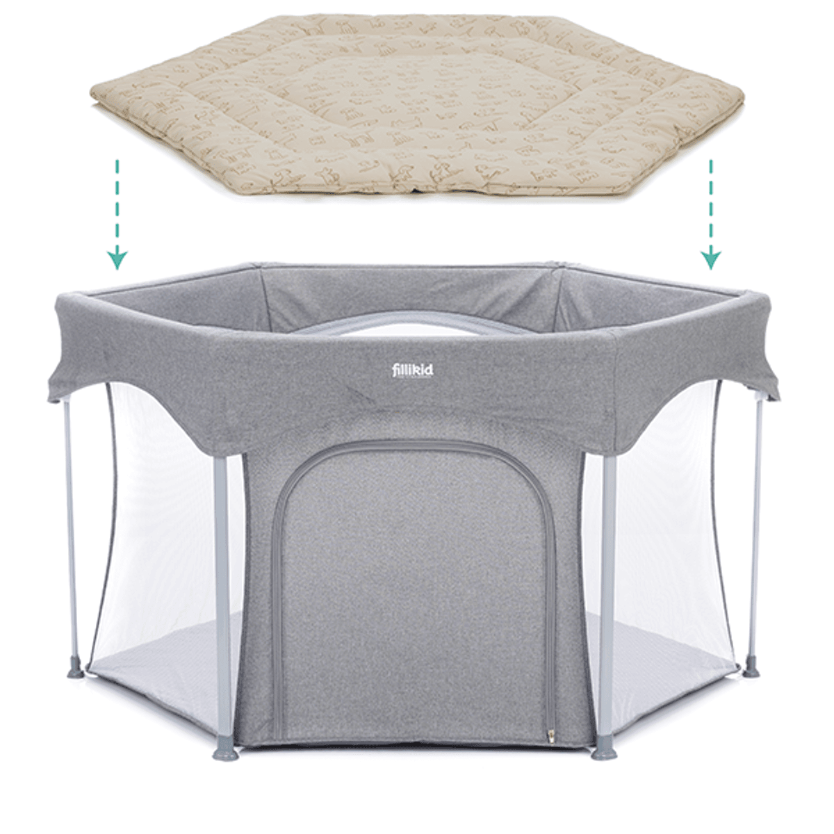 Fillikid | Sekskantet Leketeppe | Dog Beige