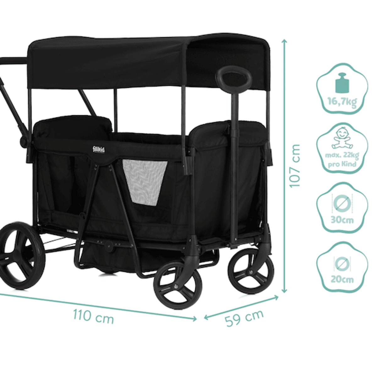 Fillikid | Oscar Flerbruksvogn | Black