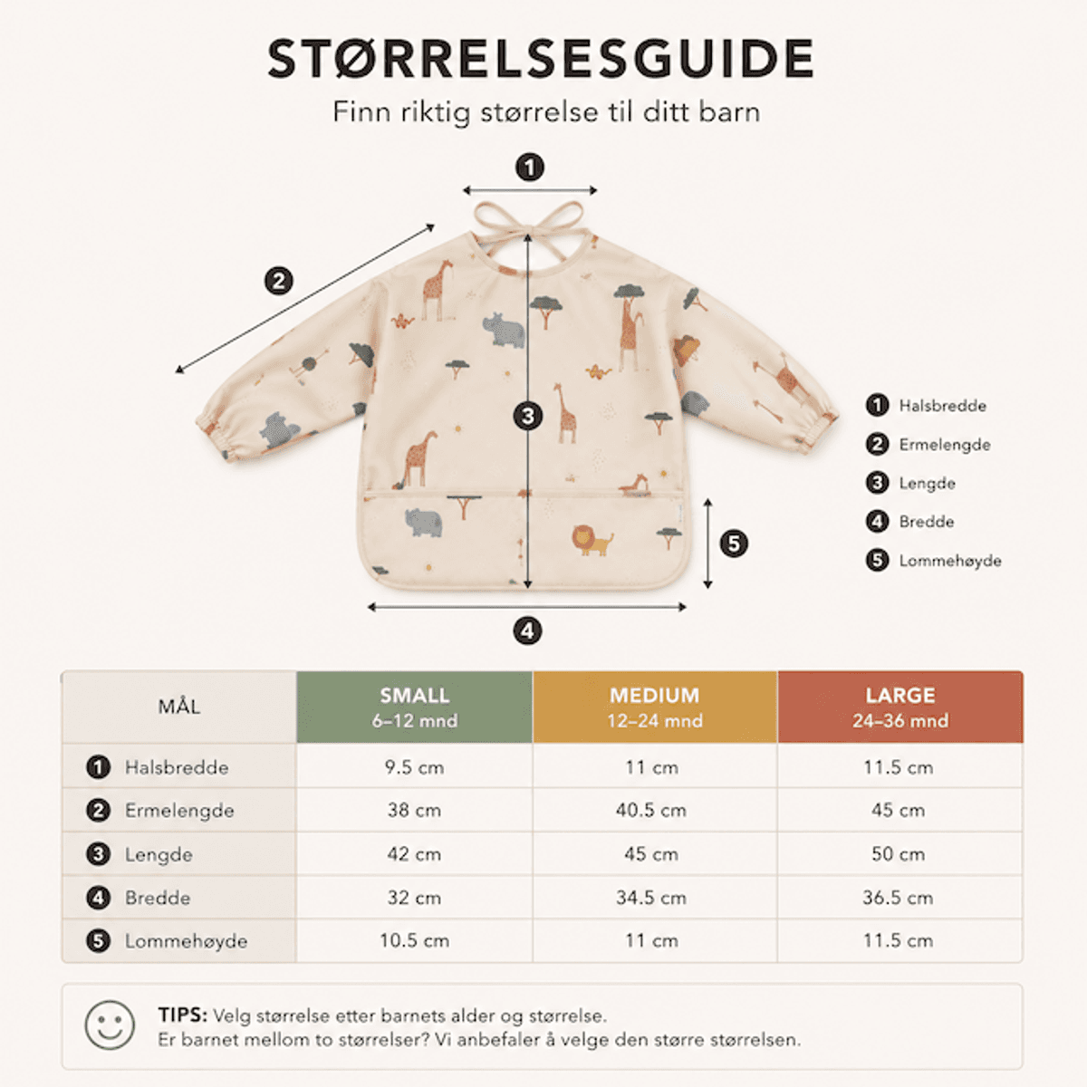Troller Kids | Smekke Forkle med lang arm | Beige bamse | Small