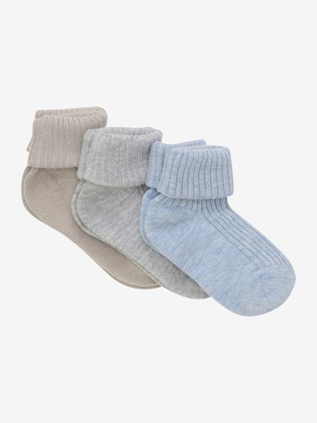 Hovedbilde Minymo | Ribbestrikkede babysokker 3-pk | Winter Sky
