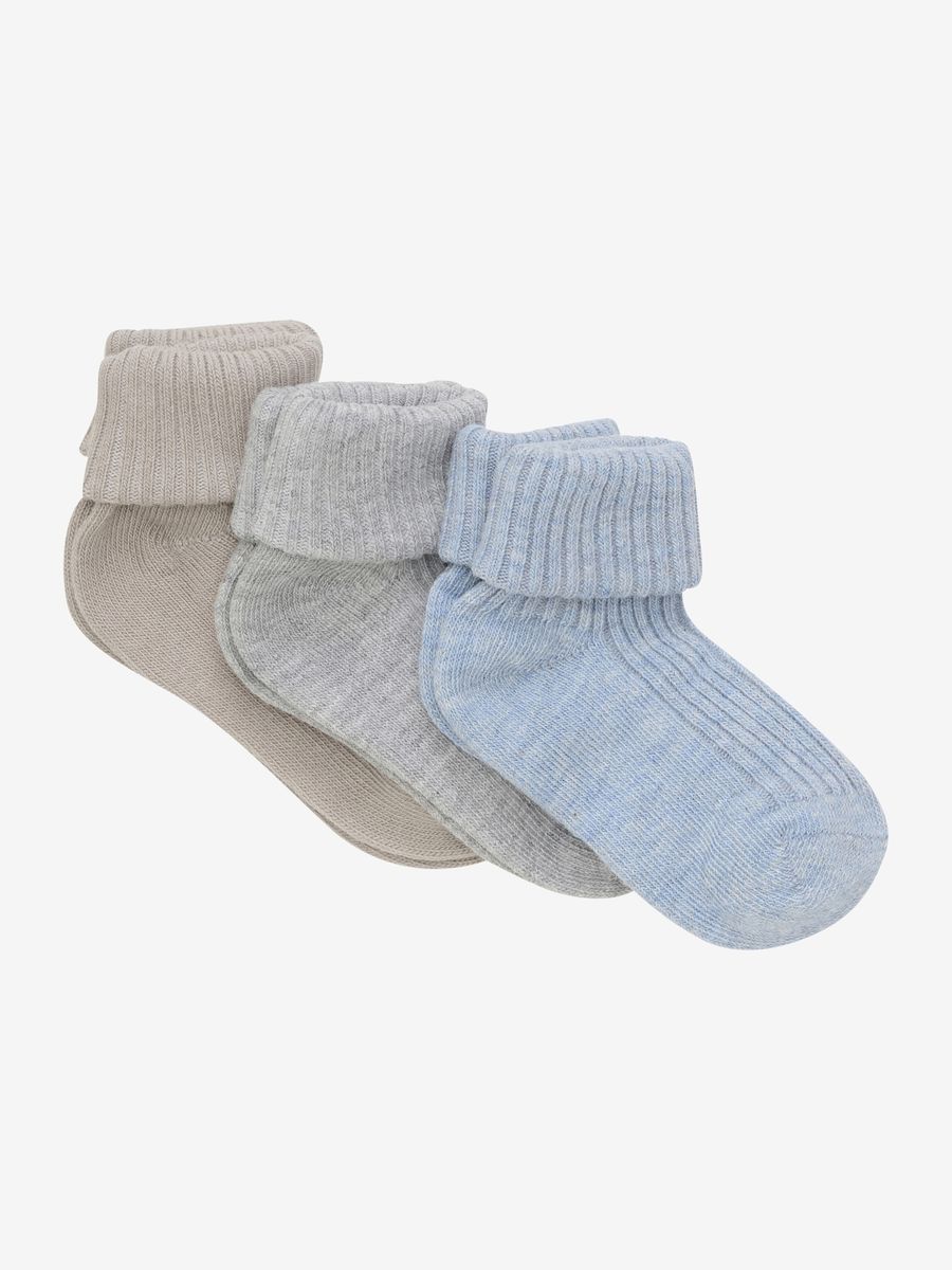 Minymo | Ribbestrikkede babysokker 3-pk | Winter Sky