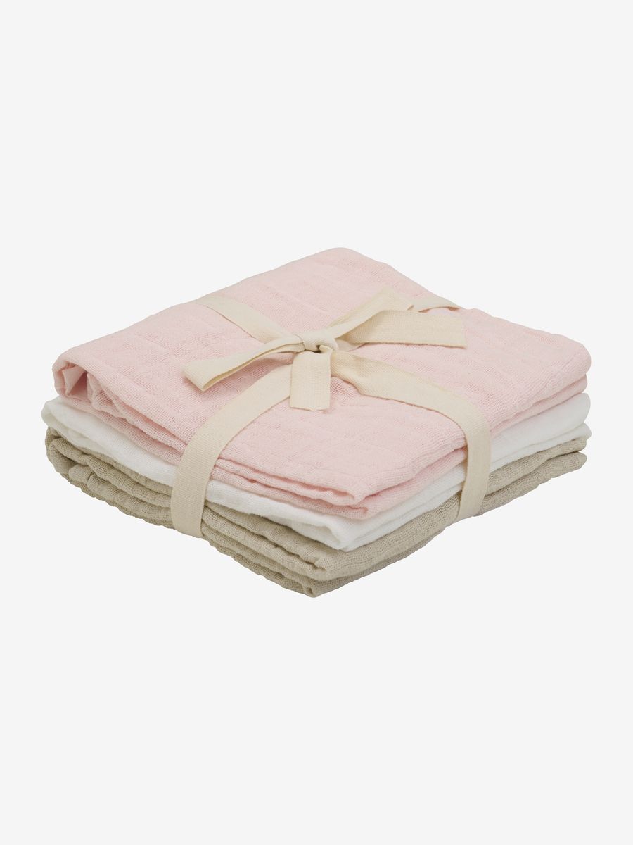 Pippi | Ensfargede muslinkluter 3-pk | Veiled Rose